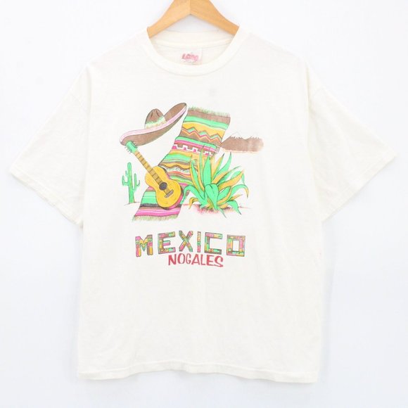 Vintage LOBO Shirt Mens White Short Sleeve MEXICO Nogales Graphic Logo XL 90's - Picture 1 of 9